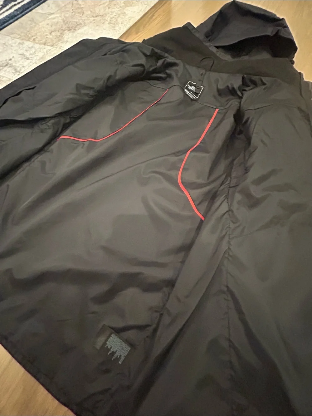 The North Face HyVent Men’s Medium Black Dark Gray Hooded Waterproof Jacket